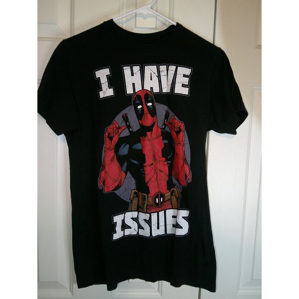 Marvel Deadpool I Have Issues Graphic T-Shirt Comic Book Superhero Tee Size S